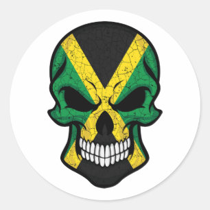Sticker Rond Drapeau crâne souriant de Jamaïque