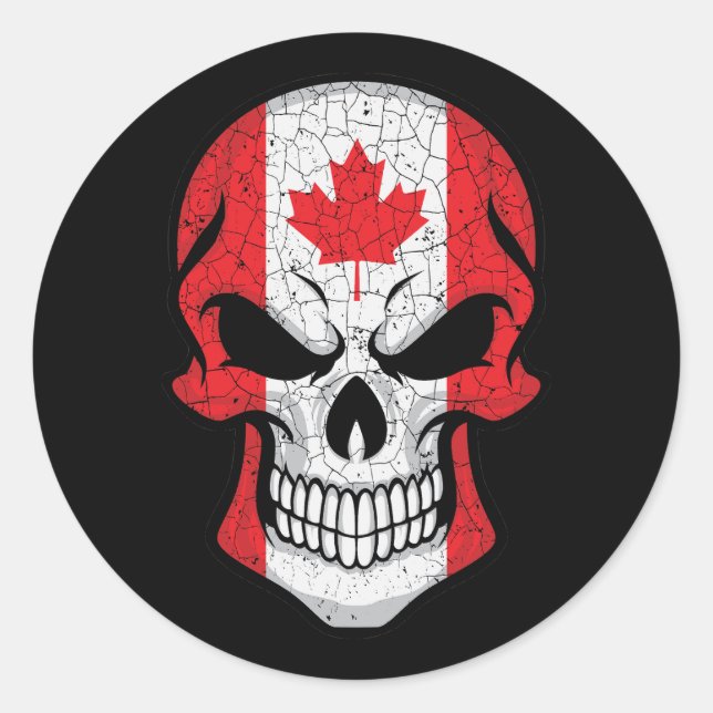 Sticker Rond Drapeau crâne souriant du Canada (Devant)
