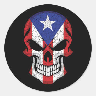 Sticker Rond Drapeau crâne souriant Porto Rico