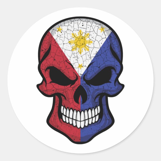 Sticker Rond Drapeau crânien souriant des Philippines (Devant)
