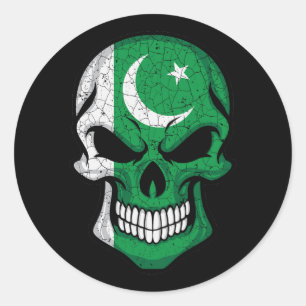 Sticker Rond Drapeau crânien souriant du Pakistan