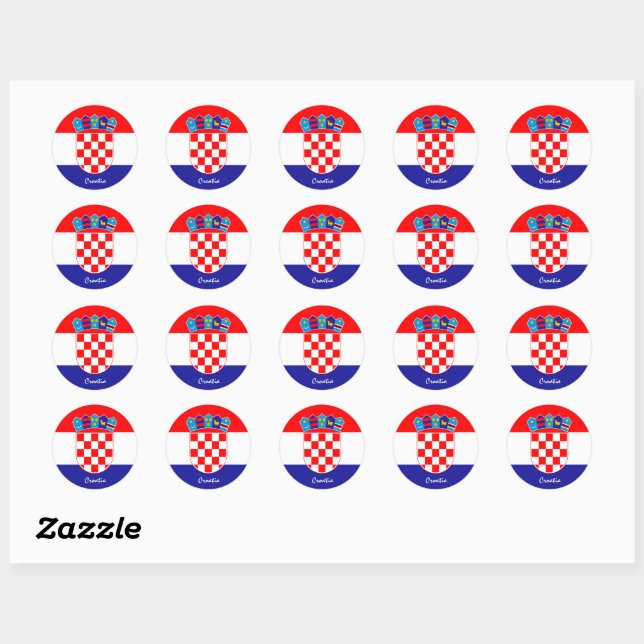 Sticker Rond Drapeau croate et collant de mode croate/sport (Feuille)