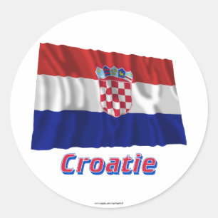 Sticker Rond Drapeau Croatie avec le nom en français