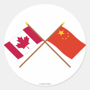 Sticker Rond Drapeau croisé du Canada et de la République popul