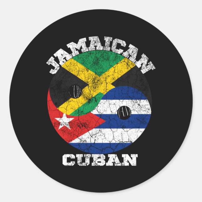 Sticker Rond Drapeau cubain jamaïcain Cuba Drapeau jamaïcain (Devant)