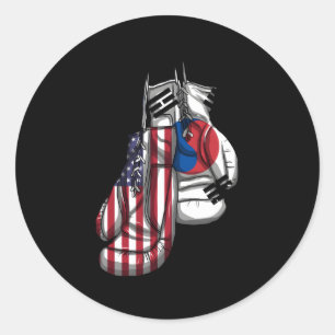 Sticker Rond Drapeau d'adn mixte Amérique-Corée du Sud