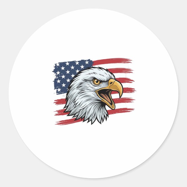Sticker Rond Drapeau d'aigle patriotique dessin vectoriel vinta (Devant)