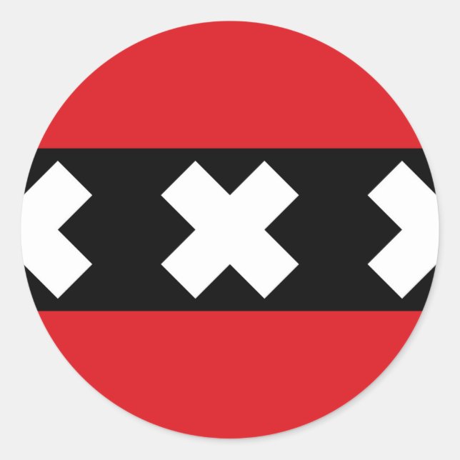 Sticker Rond Drapeau d'Amsterdam (Devant)