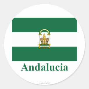 Sticker Rond Drapeau d'Andalucía avec le nom