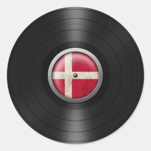 Sticker Rond Drapeau danois Vinyl Record Album Graphic
