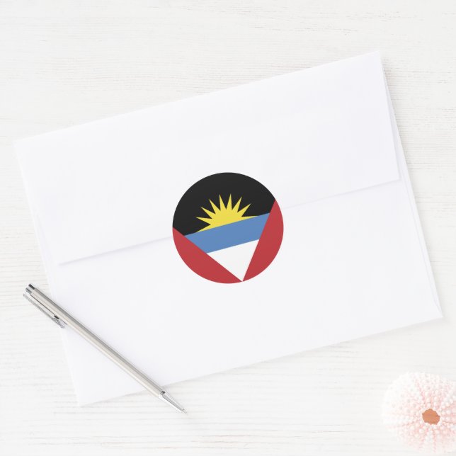 Sticker Rond Drapeau d'Antigua-et-Barbuda (Enveloppe)