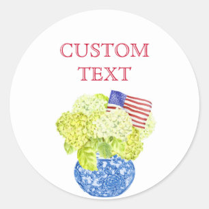 Sticker Rond Drapeau d'aquarelle personnalisée Hydrangea Americ