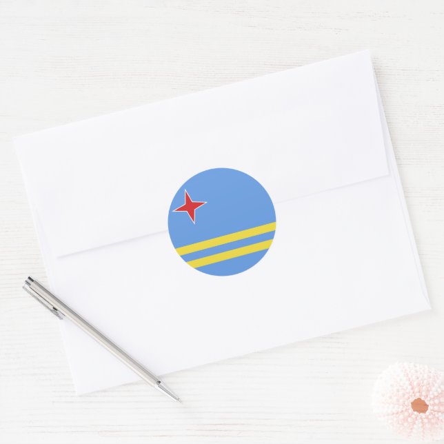 Sticker Rond Drapeau d'Aruba (Enveloppe)