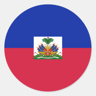 Sticker Rond Drapeau d'autocollant du Haïti