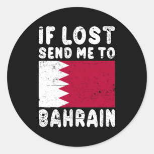 Sticker Rond Drapeau de Bahreïn Si Perdu Envoyez-Moi À Bahreïn