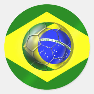 Sticker Rond Drapeau de ballon de football du Brésil Futebol