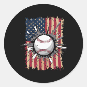 Sticker Rond Drapeau de baseball Us