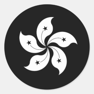 Sticker Rond Drapeau de Bauhinia noir