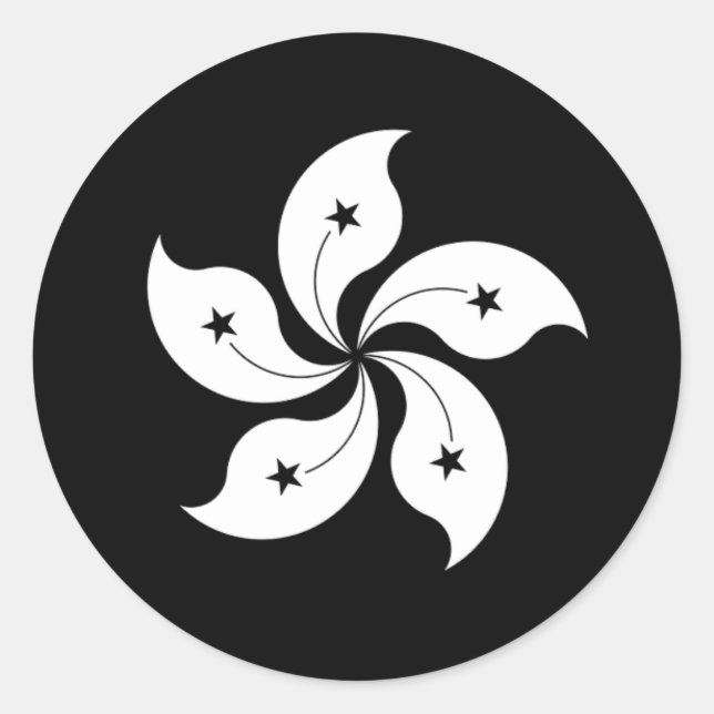 Sticker Rond Drapeau de Bauhinia noir (Devant)