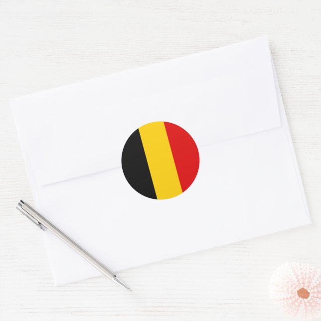 Sticker Rond Drapeau de Belgique (Enveloppe)