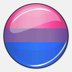 Sticker Rond Drapeau de bisexualité ronde brillante