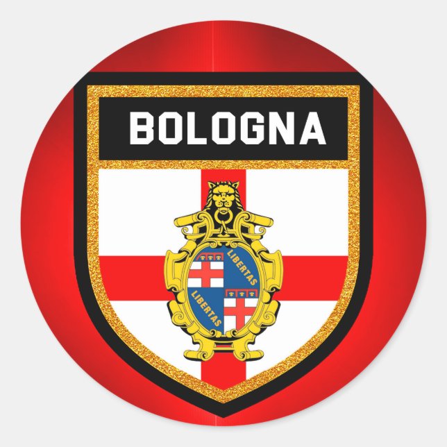 Sticker Rond Drapeau de Bologne (Devant)