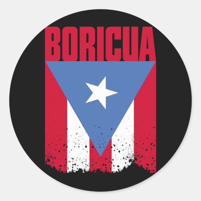 Sticker Rond Drapeau de Boricua (Devant)