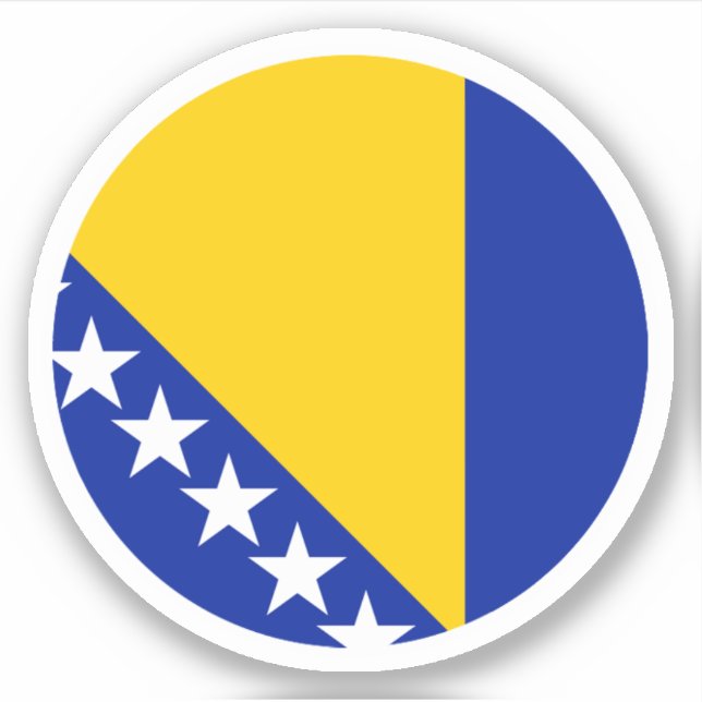 Sticker Rond Drapeau De Bosnie-Herzégovine (Devant)