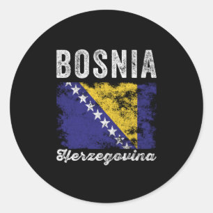 Sticker Rond Drapeau de Bosnie-Herzégovine en détresse