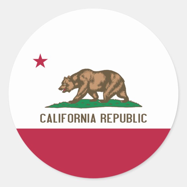 Sticker Rond Drapeau de Californie (Devant)