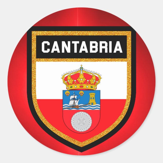 Sticker Rond Drapeau de Cantabrie (Devant)