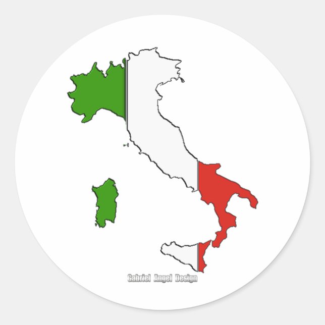 Sticker Rond Drapeau de carte Italie (Devant)
