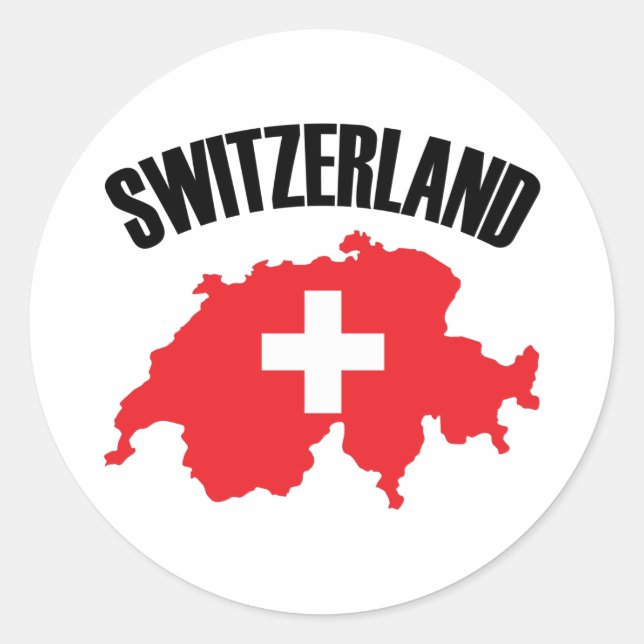 Sticker Rond Drapeau de carte Suisse (Devant)
