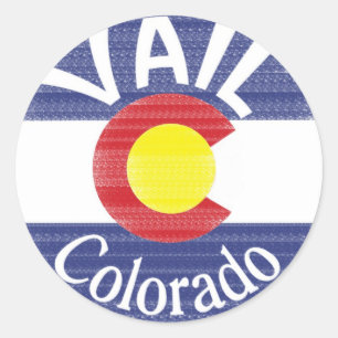 Sticker Rond Drapeau de cercle de Vail le Colorado