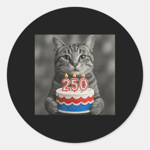 Sticker Rond Drapeau de chat 250 ans 1776-2026 Gâteau d'anniver
