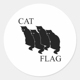 Sticker Rond Drapeau de chat Drôle noir amusant