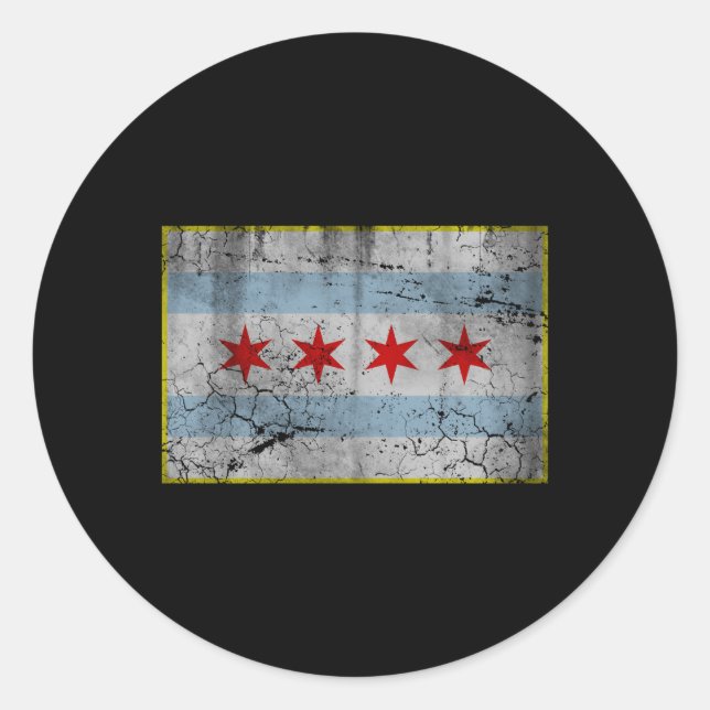 Sticker Rond Drapeau de Chicago (Devant)