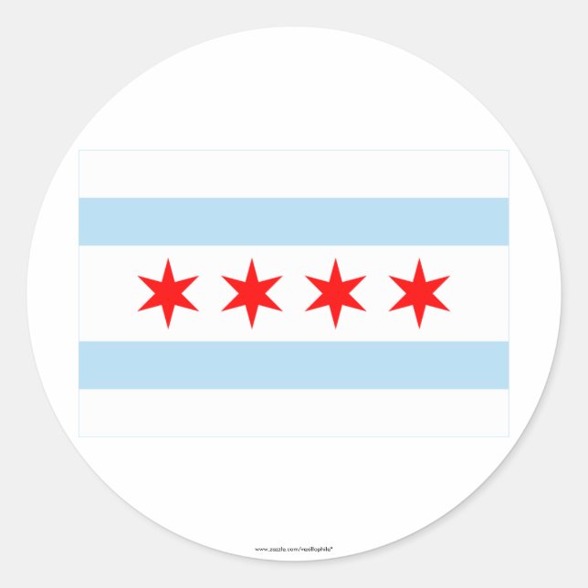 Sticker Rond Drapeau de Chicago (Devant)