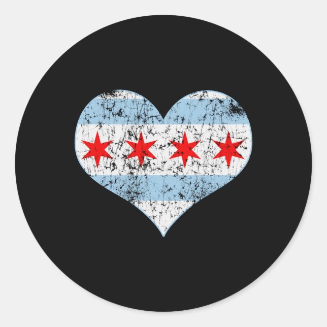 Sticker Rond Drapeau de Chicago qu'il a flanqué (Devant)
