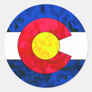 STICKER ROND DRAPEAU DE COLORADO