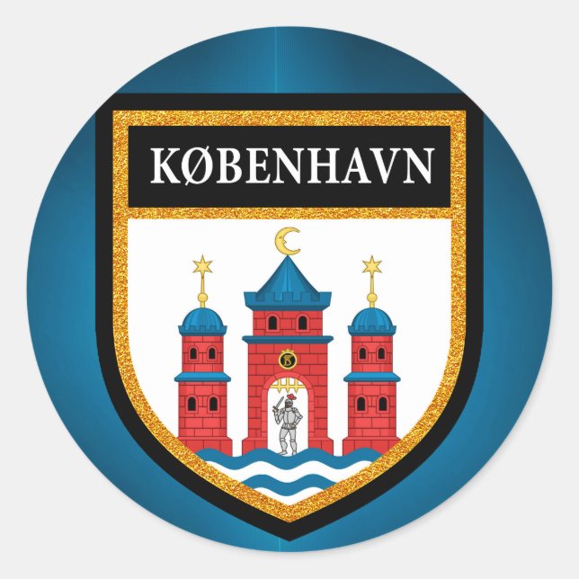 Sticker Rond Drapeau de Copenhague (Devant)