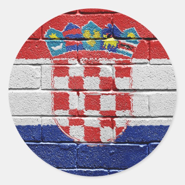 Sticker Rond Drapeau de Croatie (Devant)