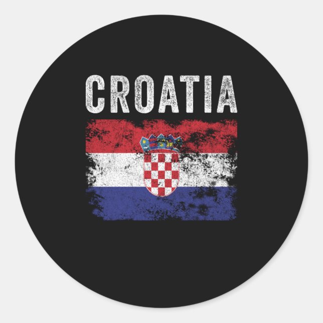 Sticker Rond Drapeau de Croatie en détresse - Drapeau de Croati (Devant)