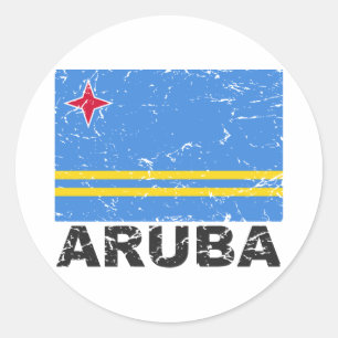 Sticker Rond Drapeau de cru d'Aruba