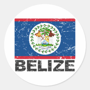 Sticker Rond Drapeau de cru de Belize