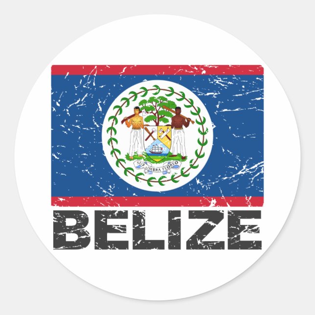 Sticker Rond Drapeau de cru de Belize (Devant)
