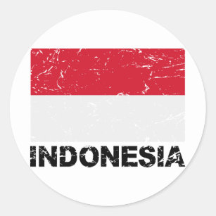 Sticker Rond Drapeau de cru de l'Indonésie