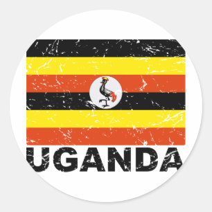 Sticker Rond Drapeau de cru de l'Ouganda