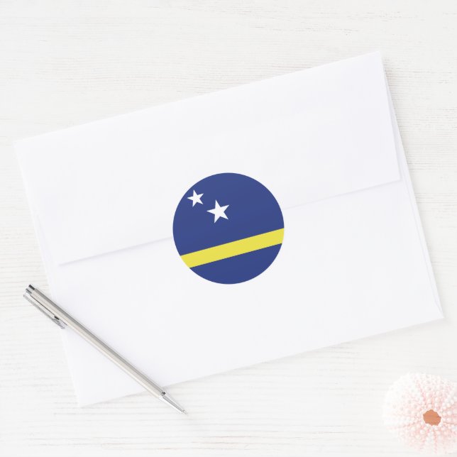 Sticker Rond Drapeau de Curaçao (Enveloppe)