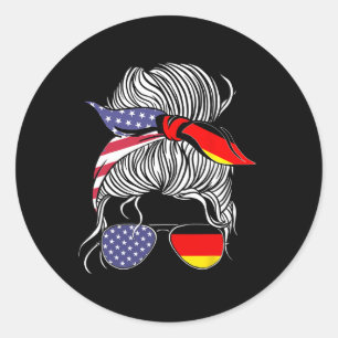 Sticker Rond Drapeau de femme de fille fière grandie patriote g